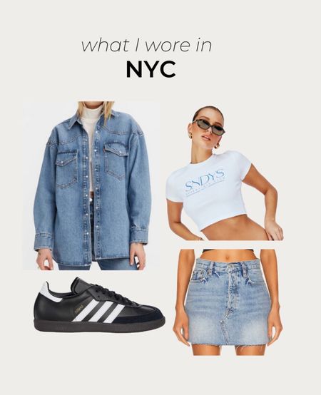 NYC OOTD ~ levi’s oversized denim jacket, cute white tee, mytheresa denim mini skirt and adidas samba

#LTKunder100 #LTKstyletip #LTKSeasonal