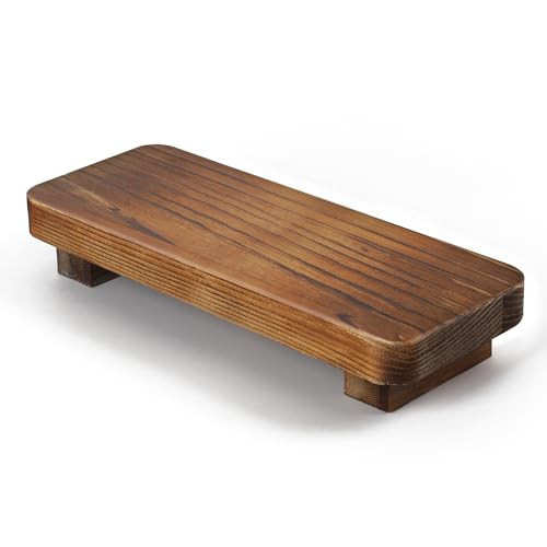 Farmhouse Wood Tray Rustic Wooden Pedestal 9 * 4 * 1.5 inches Decorative Wood Riser for Farmhouse Kitchen Counter Bathroom Room Decor (Dark Brown) | Amazon (US)