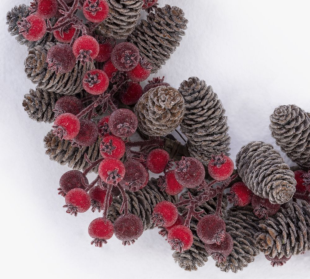Faux Sugared Berry With Pinecones Wreath &amp; Garland | Pottery Barn (US)