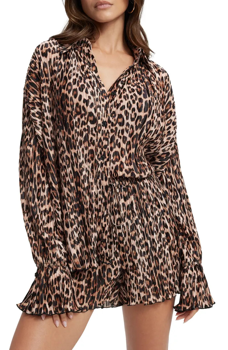 Plissé Animal Print Button-Up Shirt | Nordstrom