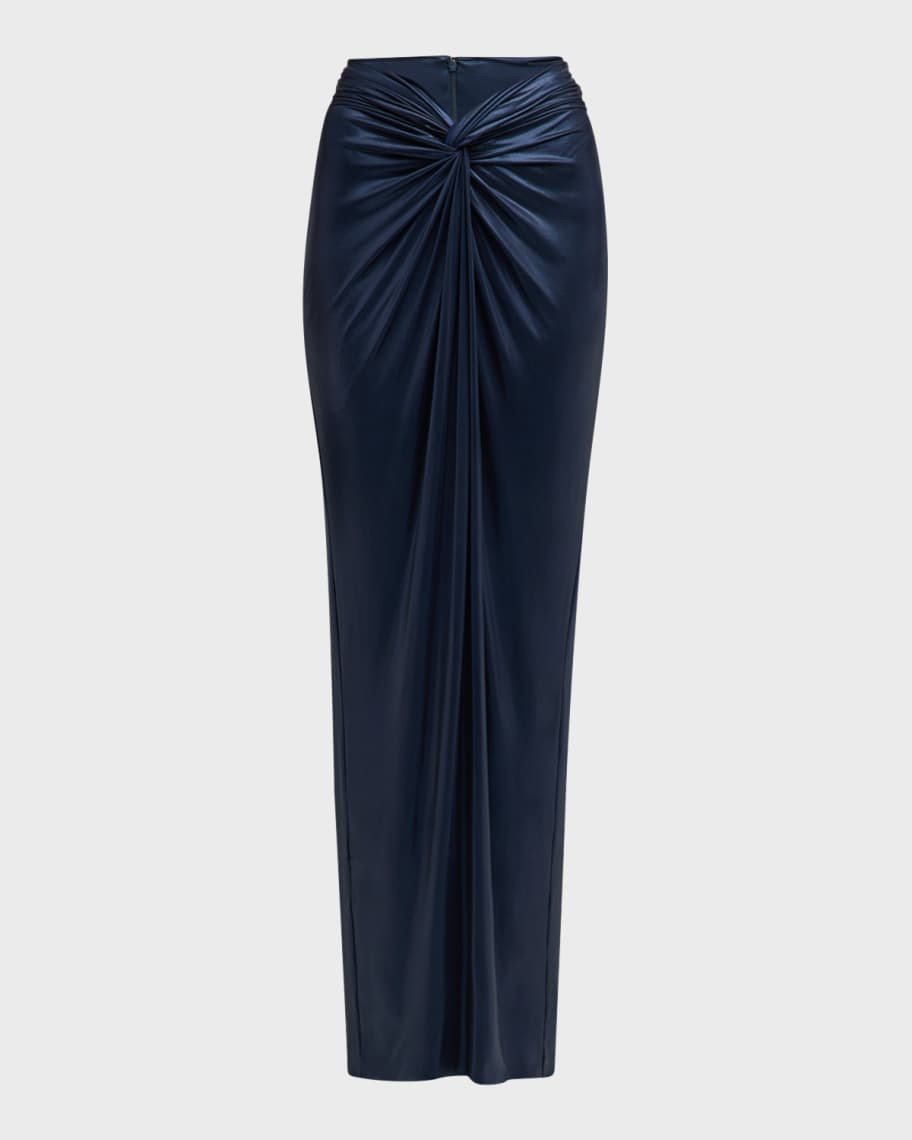 Twisted Coated Jersey Maxi Sarong Skirt | Neiman Marcus