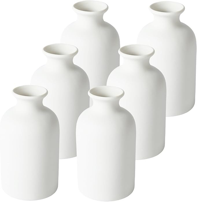 YANLING 6 Pcs White Vase Ceramic Vases for Home Decor, 5.6 inch White Ceramic Vases for Centerpie... | Amazon (US)