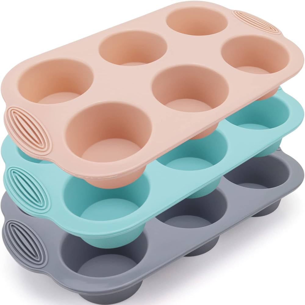 Silicone Muffin Pan - 6-Cavity Nonstick Baking Tray for Muffins, Cupcakes, Brownies and More - Fo... | Amazon (US)