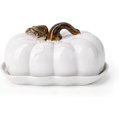 Butter Dish with Lid for Countertop, Cute Ceramic Pumpkin Butter Container Serving Tray with Cover, Decor Dinnerware for Home Fall Harvest Halloween Thanksgiving Decor | Walmart (US)