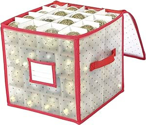 Sattiyrch Plastic Christmas Ornament Storage Box with Zippered Closure - Store up to 64 of the 3-... | Amazon (US)