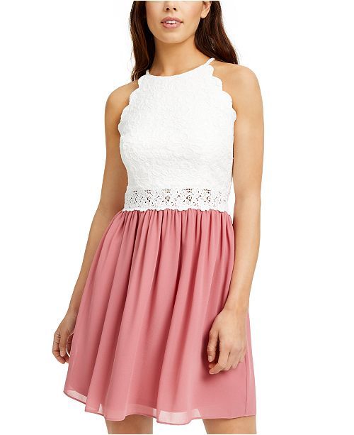 Juniors' Lace & Chiffon Dress | Macys (US)