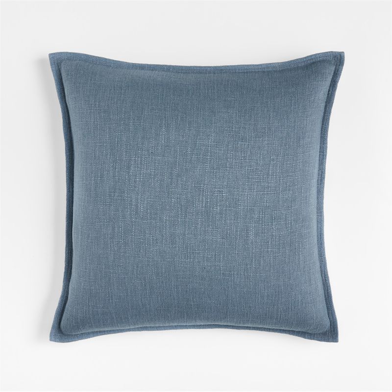 Blue 20"x20" Square Laundered Linen Decorative Throw Pillow with Down-Alternative Insert + Review... | Crate & Barrel