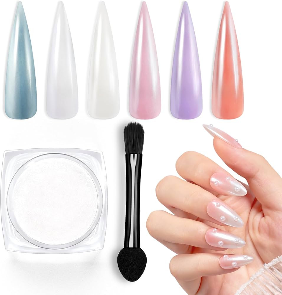 beetles Gel Polish White Chrome Nail Powder for Gel Nails, Pearl Nail Powder Mirror Effect Nail G... | Amazon (US)