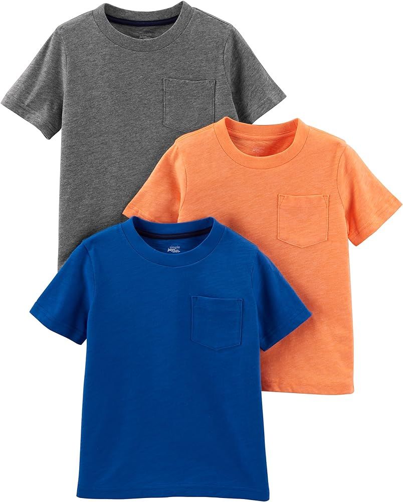 Simple Joys by Carter's Toddler Boys' 3-Pack Solid Pocket Short-Sleeve Tee Shirts | Amazon (US)
