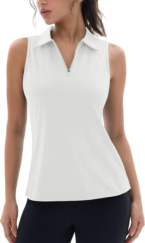 MAGCOMSEN Womens Golf Shirt Sleeveless Polo Shirts Zip Up Collared UPF 50+ Quick Dry Tennis Worko... | Amazon (US)