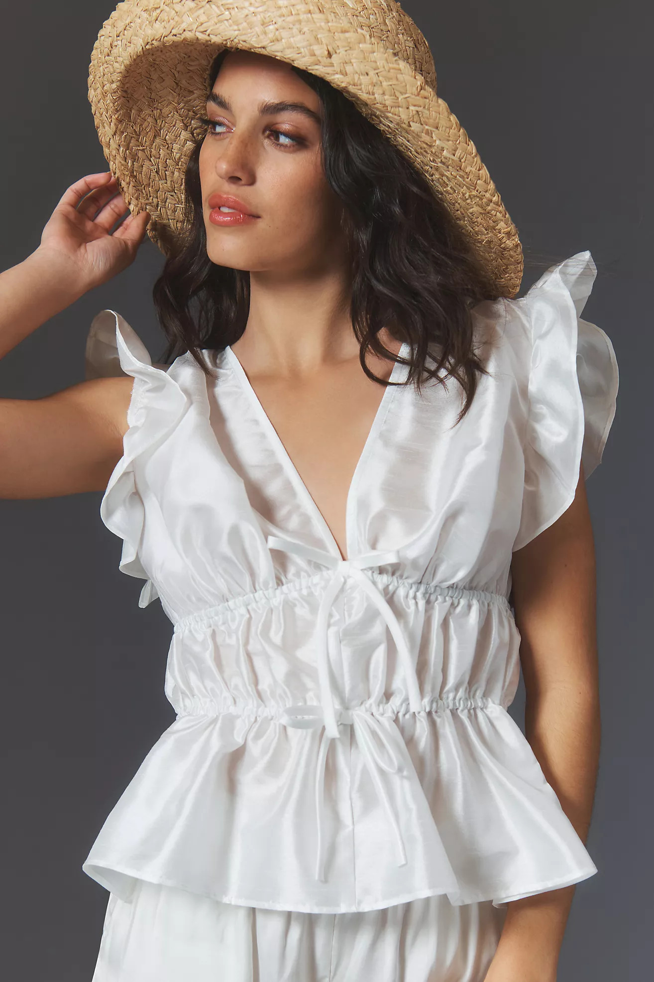 Hutch Flutter-Sleeve Tie-Front Blouse | Anthropologie (US)