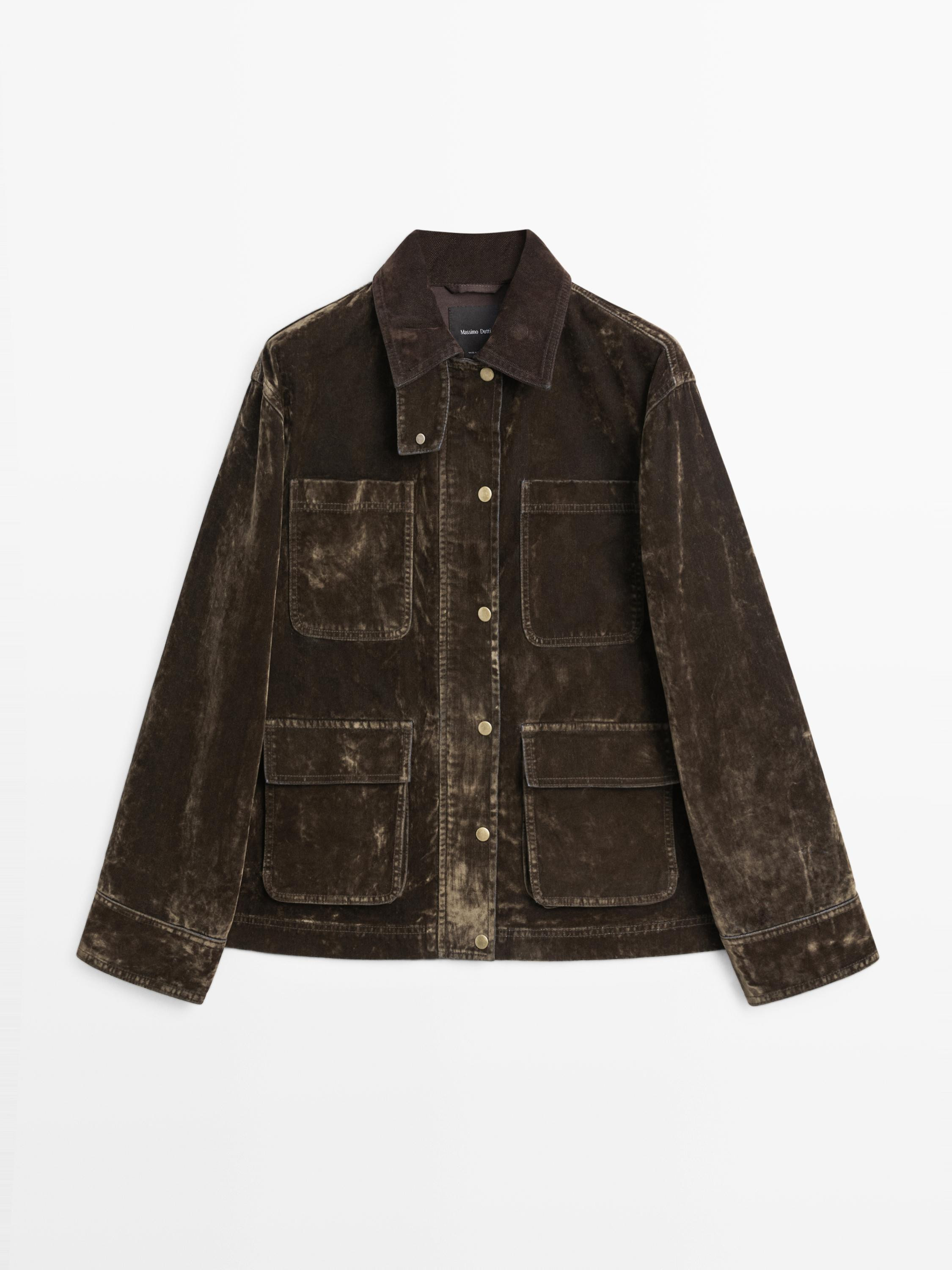 Flocked denim jacket with collar detail | Massimo Dutti UK