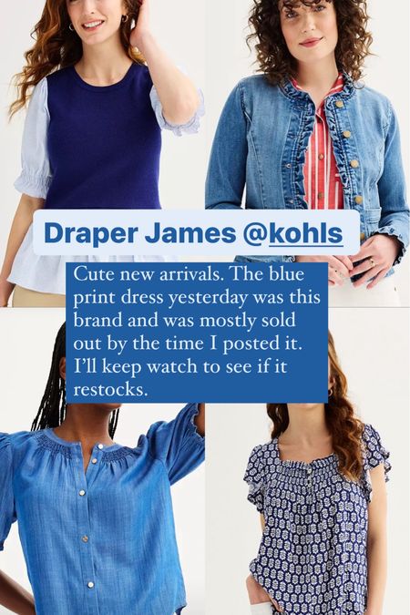 I’m pretty impressed with the spring line. I find it runs a big small. Go your larger size if in between. 

Also linking some dresses that are on their way to me! 
Navy blue spring outfits Draper James kohls 

#LTKmidsize #LTKfindsunder50 #LTKover40