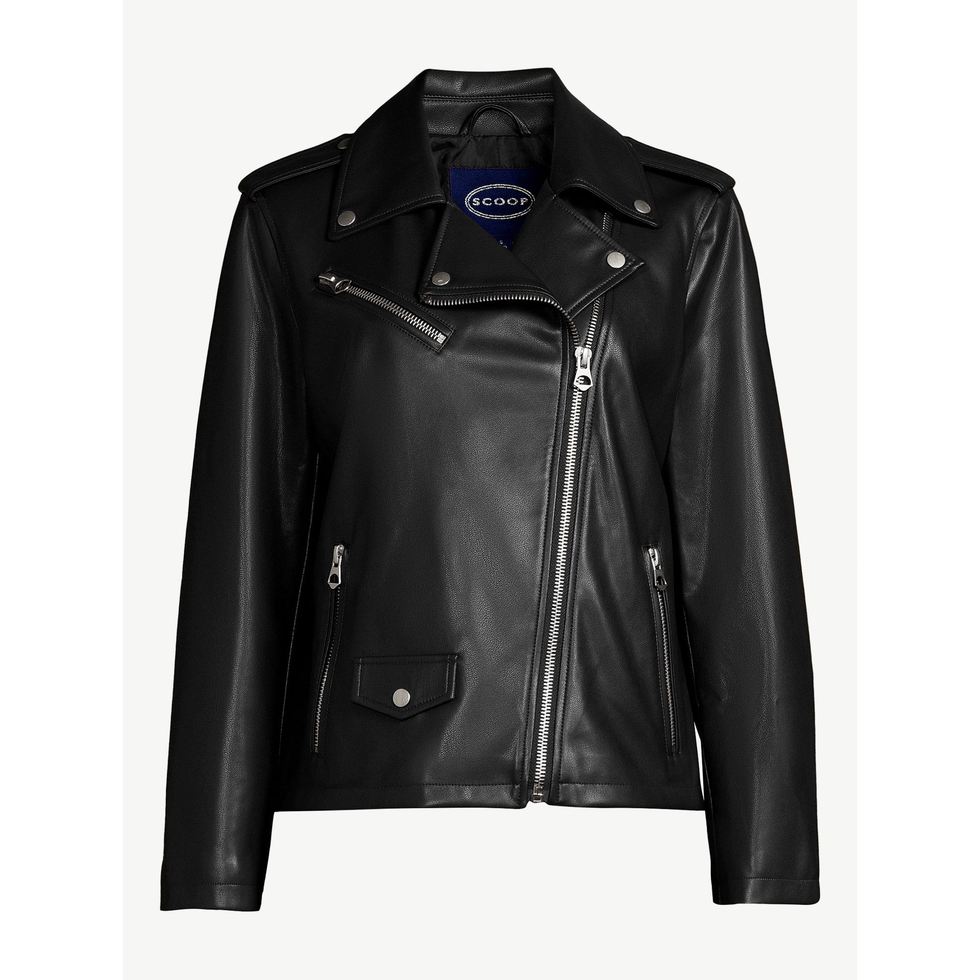 Scoop Women's Faux Leather Moto Jacket | Walmart (US)