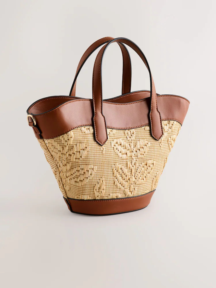 Natural Raffia Effect Cross-Body Bag | Next EU