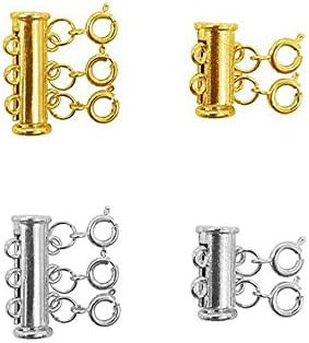 Layered Necklace Spacer Clasps, 2/3 Strands Slide Magnetic Tube Lock with Lobster Clasps for Brac... | Amazon (US)