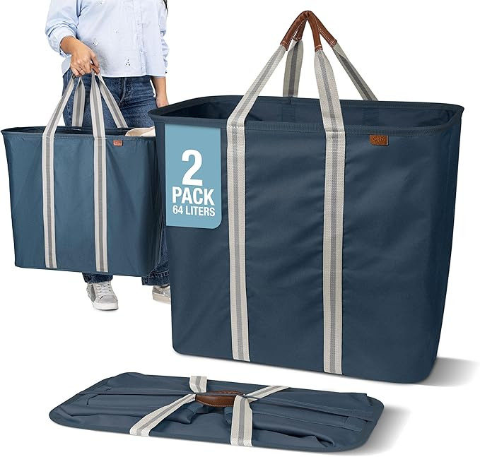 Collapsible Laundry Caddy LUXE (300D) - Navy Noir/Cream (2PK) | Amazon (US)