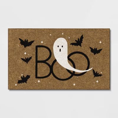 1'6"x2'6" Halloween 'Boo' Ghost Faux Coir Doormat Black/White - Hyde & EEK! Boutique™ | Target