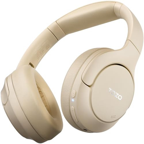 TOZO HT2 Hybrid Active Noise Cancelling Headphones, Wireless Over Ear Bluetooth Headset, 60H Playtime, Hi-Res Audio Custom EQ via App Deep Bass Comfort Fit Ear Cups, for Home Office Travel Khaki | Amazon (US)