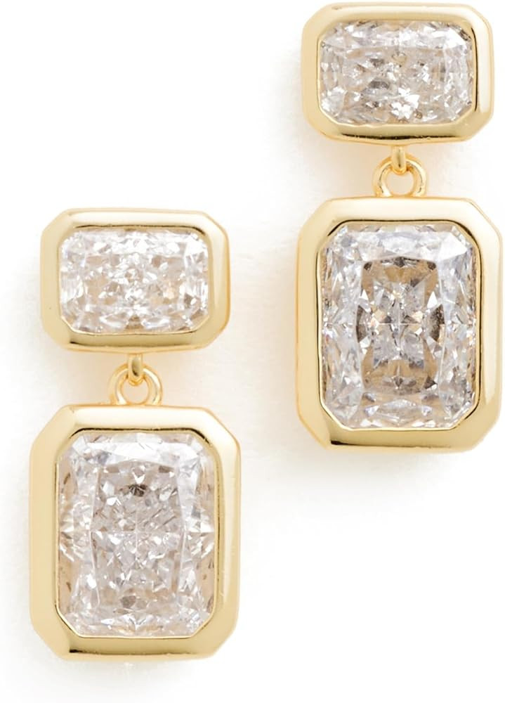 SHASHI Women's Emerald Baguette Drop Earrings, Gold, One Size | Amazon (US)