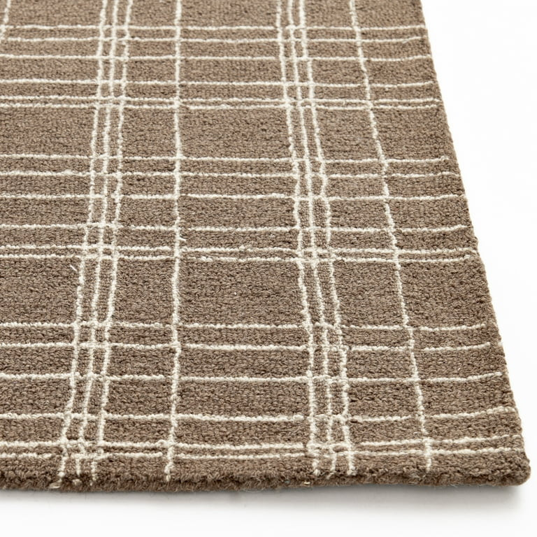 Better Homes & Gardens Brown Plaid Wool Indoor Area Rug, 7'10"x9'10" | Walmart (US)