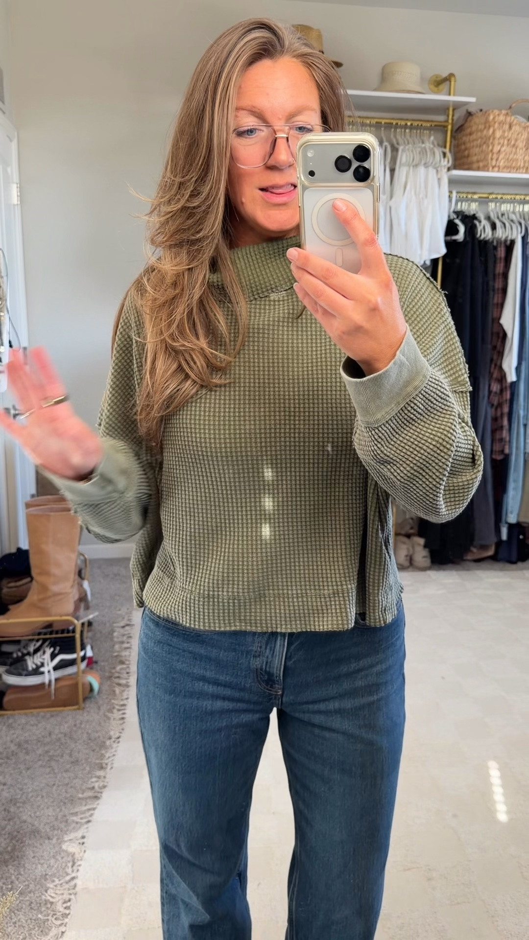 Medium top, 30 long jeans, 11 booties

#LTKOver40 #LTKTall