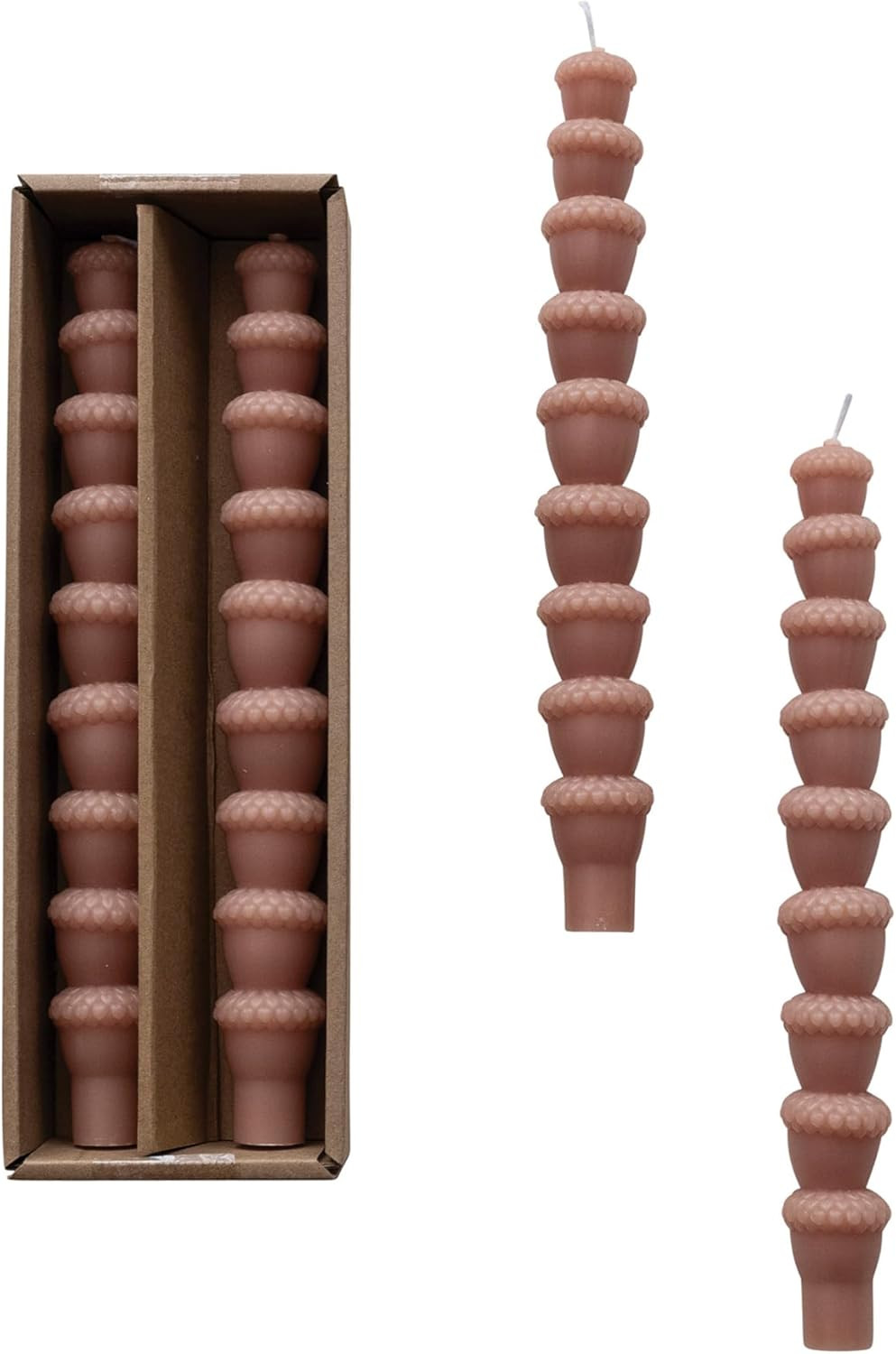 Creative Co-Op Unscented Acorn Shaped Taper Candles in Box, Tan, Set of 2 | Amazon (US)