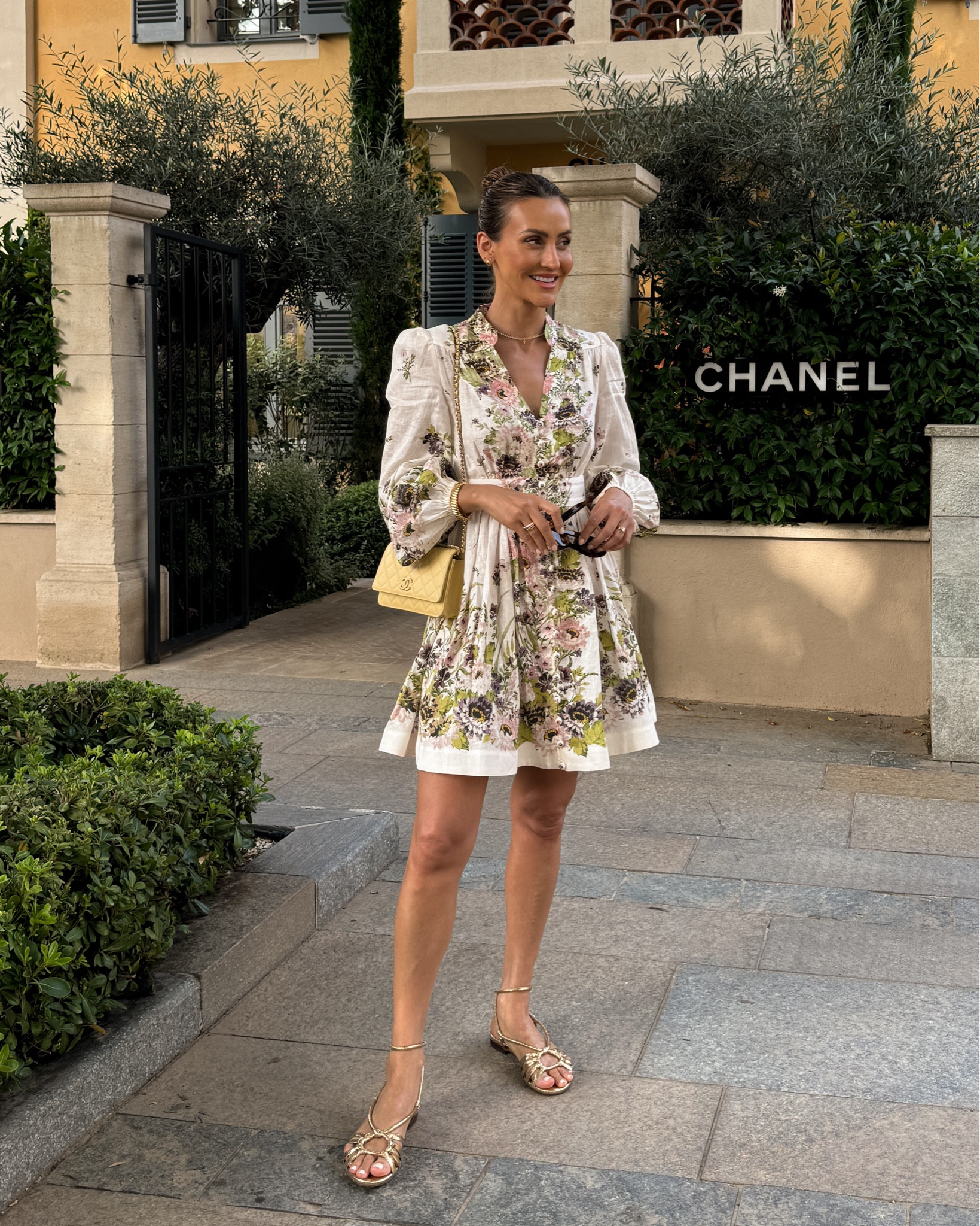 This dress is a wearable fairytale! The linen fabric is so delicate, the print, puff balloon sleeves and round skirt is just perfection! Wearing size 0/xs 
Think wedding guest, special dinner date, showers, rehearsal dinners, spring flings, cocktail party outfit! 
Sezane gold flat sandals and Chanel wallet on chain in cream 

#LTKShoeCrush #LTKStyleTip #LTKParties