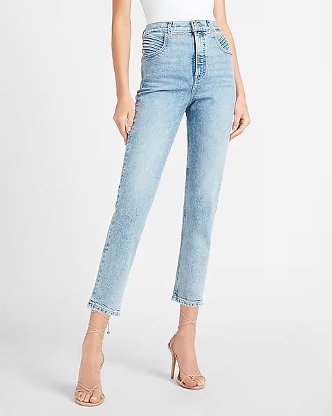 Super High Waisted Seamed Pocket Mom Jeans | Express