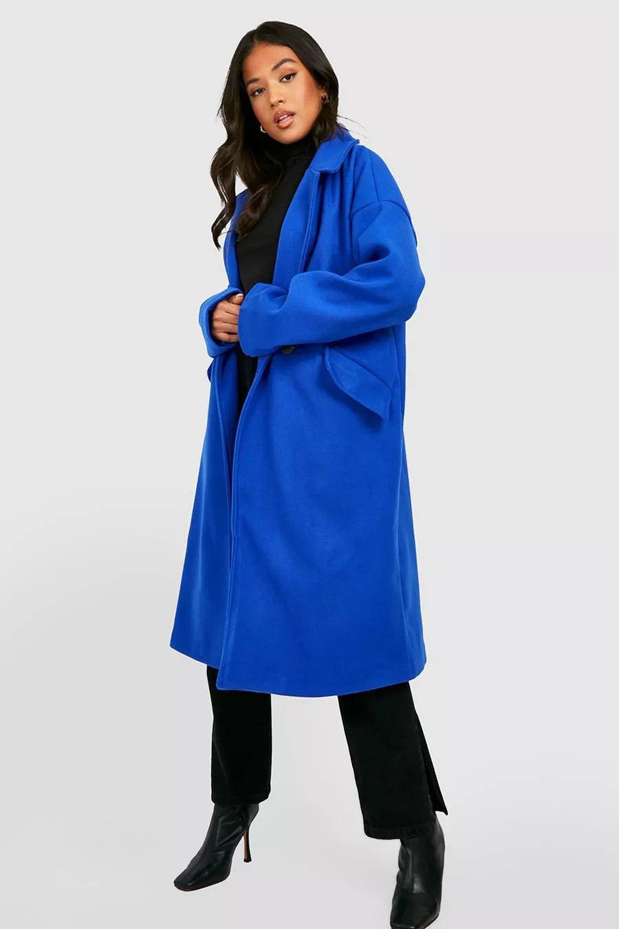 Petite Wool Look Cocoon Coat | Boohoo.com (US & CA)