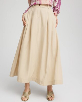 Women's Pleated A-Line Midi Skirt in Brown | Chico's | Chico's