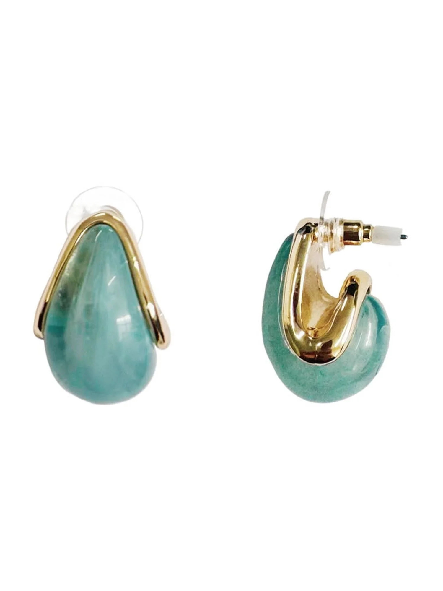 Time and Tru Acetate Mini Dome Gold and Green Fashion Earrings | Walmart (US)