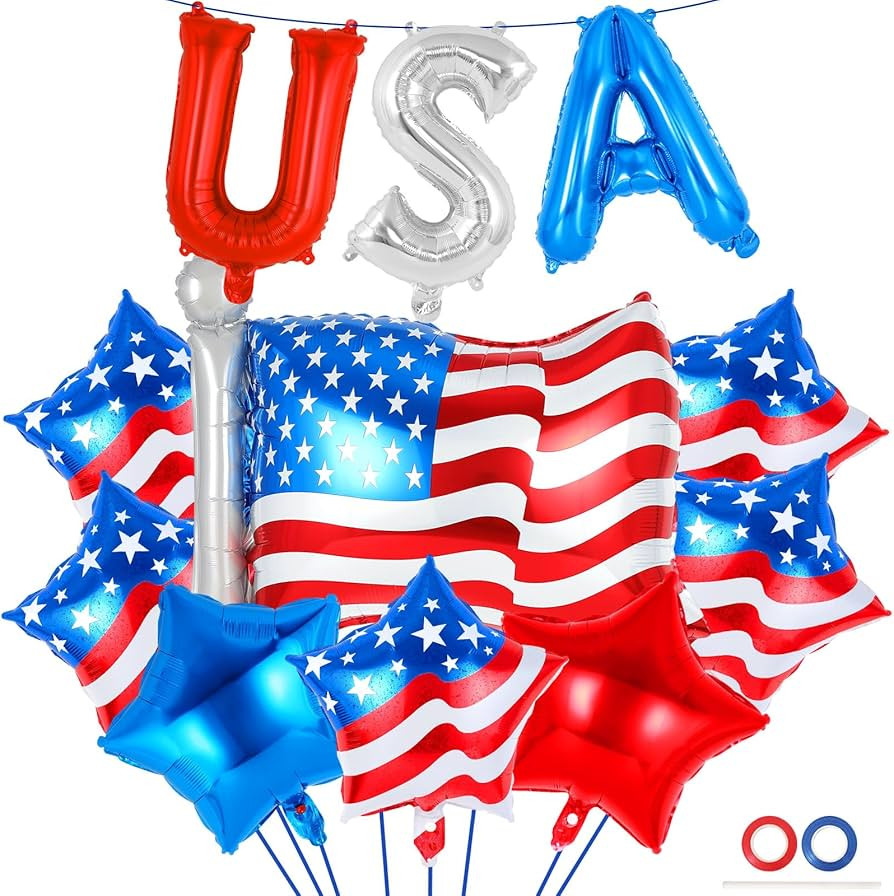 23 Pcs 4th of July Balloons, Independence Day Decorations Balloons, USA Aluminum Foil Balloon,18 ... | Amazon (US)