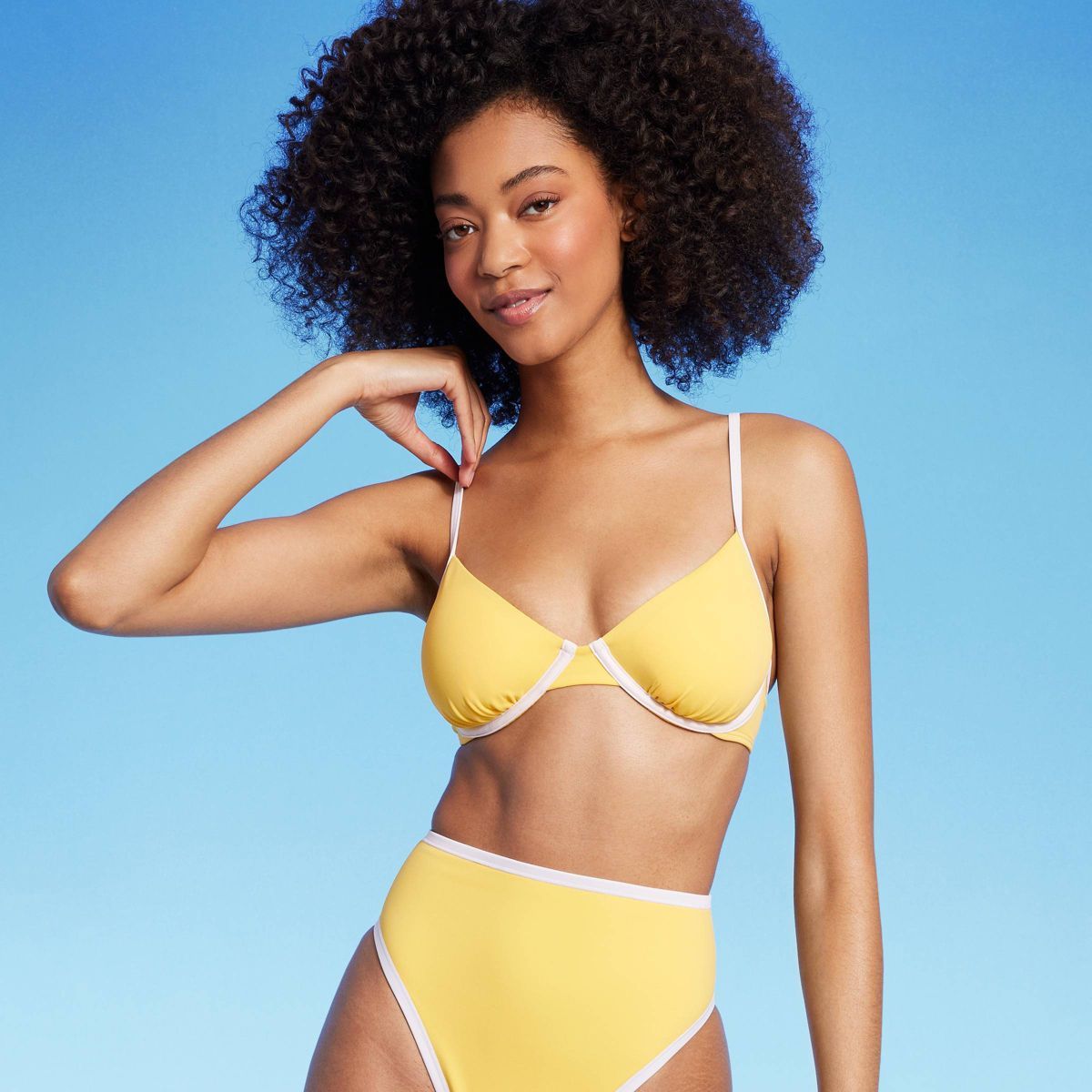 Women's Underwire Contrast Band Bikini Top - Shade & Shore™ Yellow 32B | Target
