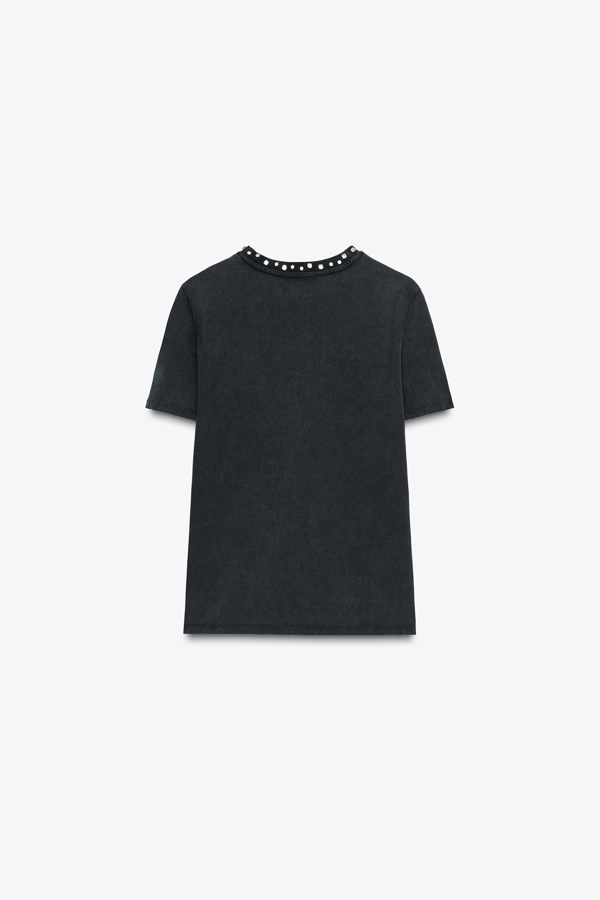 JEWELED WASHED EFFECT T-SHIRT | Zara US