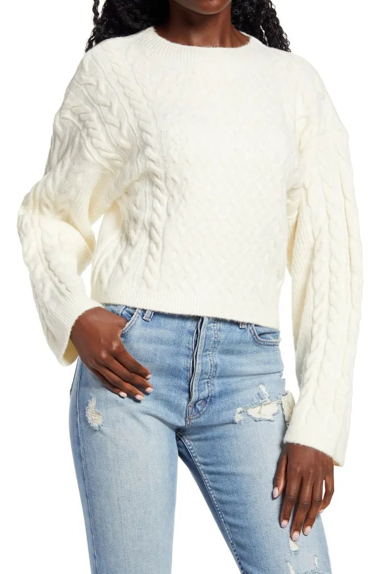 Cable Stitch Crop Sweater | Nordstrom