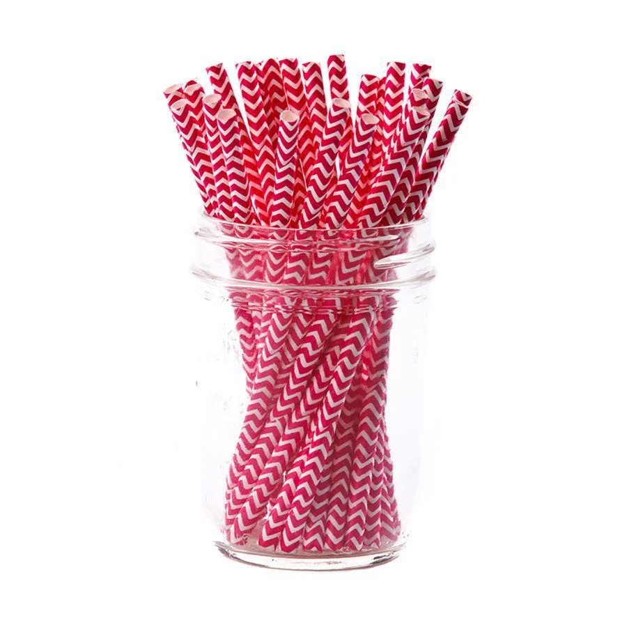 Scarlet Chevron Paper Cocktail Straw/25pk - Gift Box | Sophistiplate
