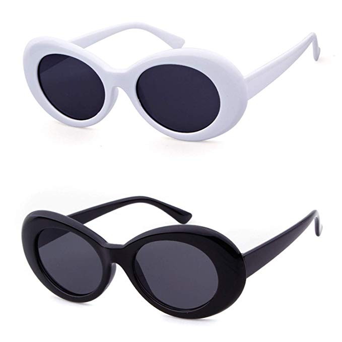 Bold Retro Oval Mod Thick Frame Sunglasses Clout Goggles with Round Lens | Amazon (US)