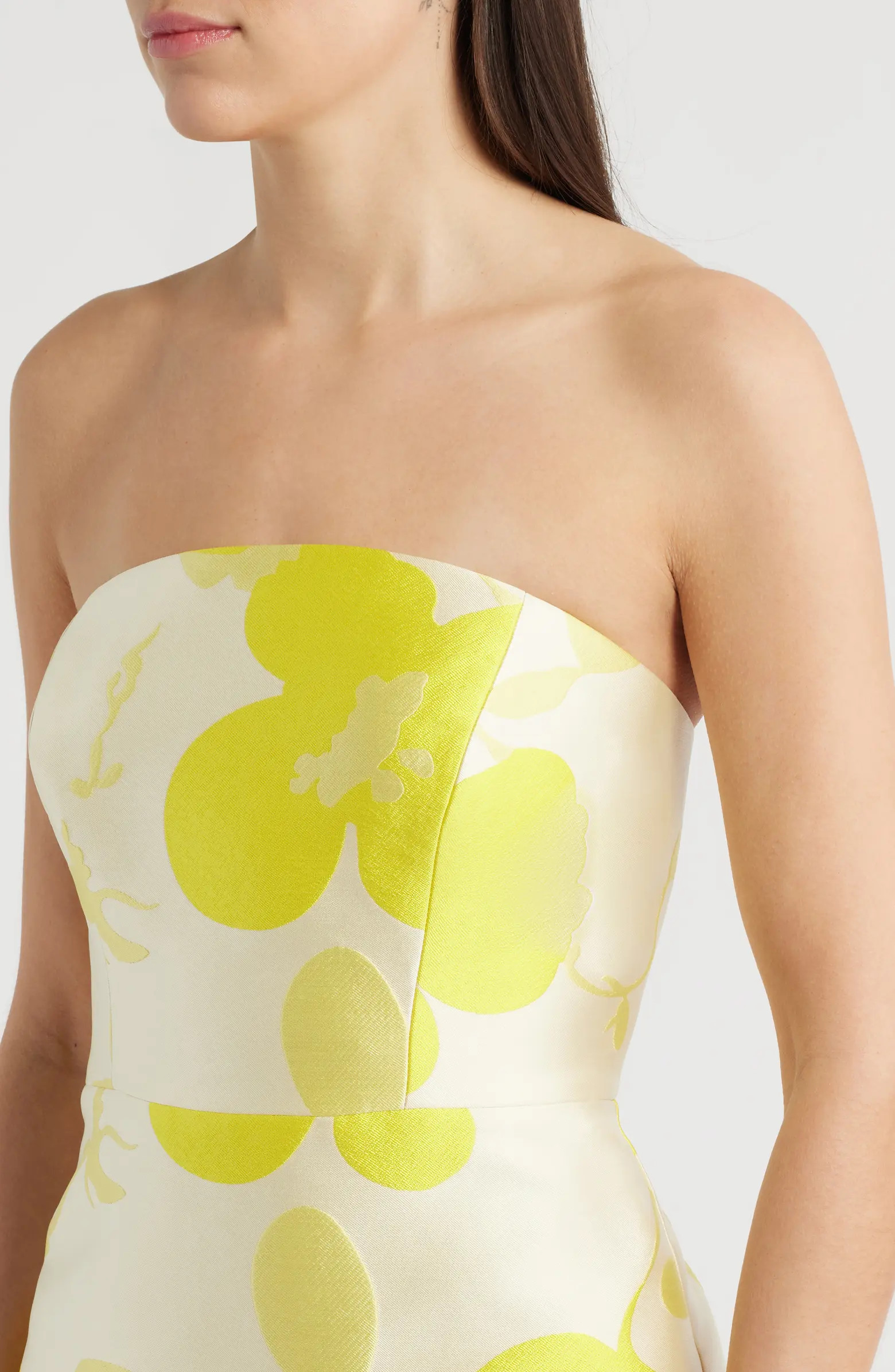 Floral Strapless Jacquard Midi Dress | Nordstrom