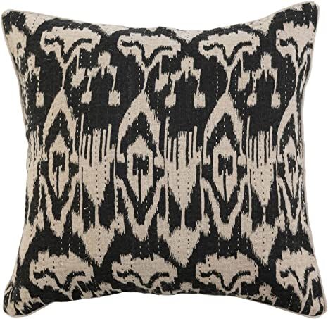 Creative Co-Op Woven Linen Ikat Print, Embroidery, Piping and Chambray Back, Black and White Pill... | Amazon (US)