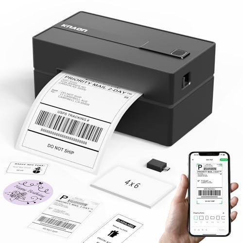 KNAON Bluetooth Thermal Shipping Label Printer 4x6 for Small Business,Black | Amazon (US)