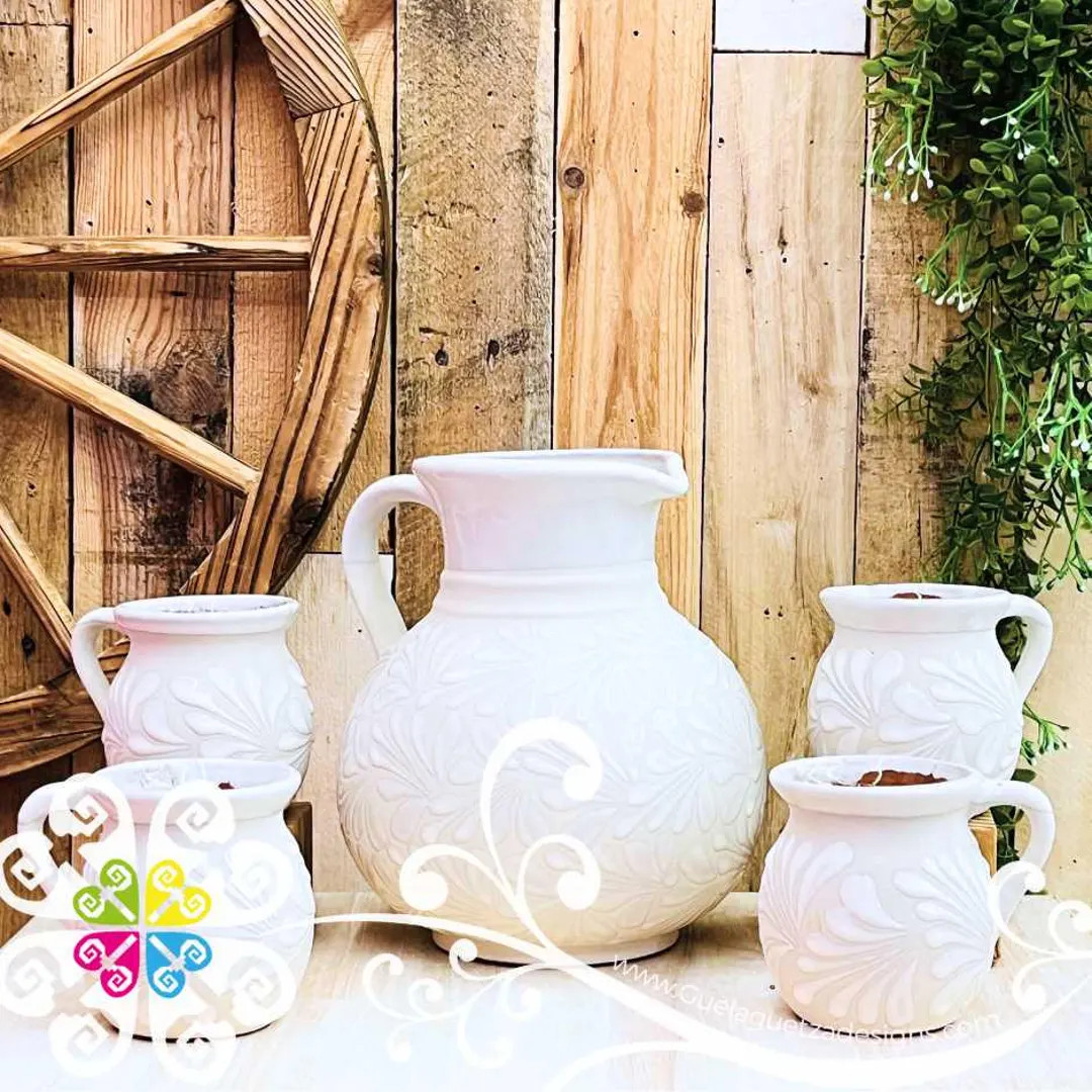 White Espiga Bola Pitcher Set - 4 Mugs - Etsy | Etsy (US)
