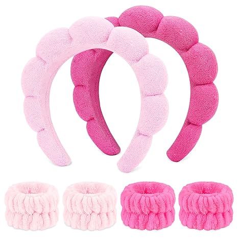 WHAVEL 6PCS Terry Cloth Spa Headband and Wristband Set, Makeup Headband Puffy Sponge Headband Fac... | Amazon (US)