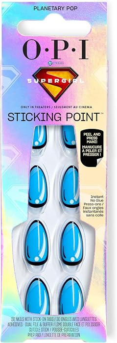 OPI Sticking Point Planetary Pop | Short Almond Opaque Bright Cool Blue with Nail Art No Glue Ins... | Amazon (US)