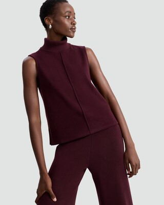 F&F Seam Detail Roll Neck Sleeveless Co-Ord Top in Burgundy | Tesco F&F