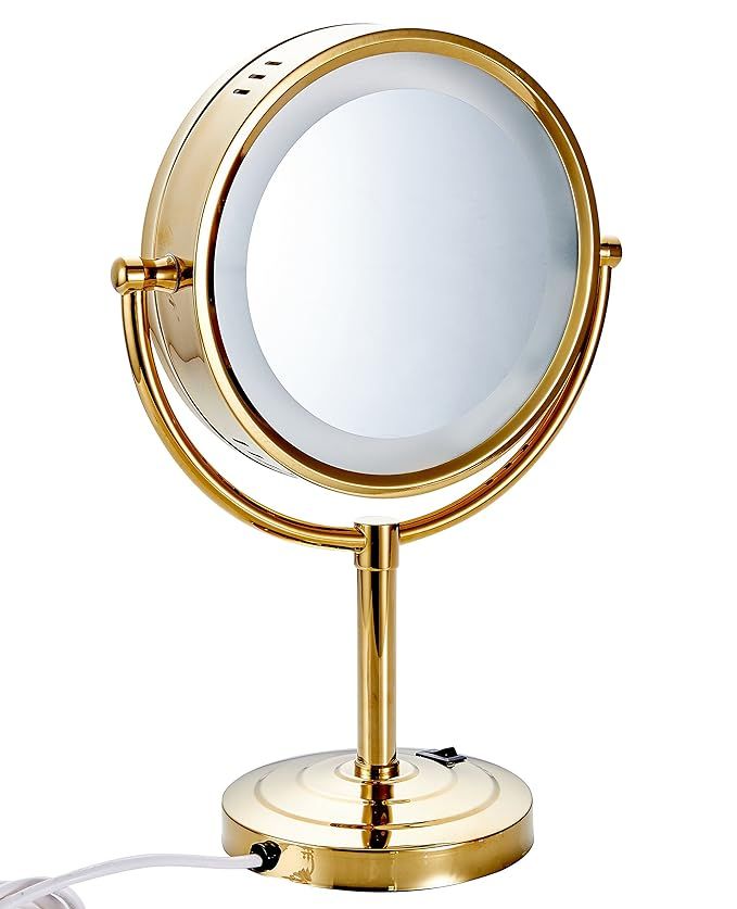 Cavoli 8.5 inch LED Makeup Mirror with 10x Magnification,Tabletop Two-sided,Gold Finish(8.5in,10x... | Amazon (US)