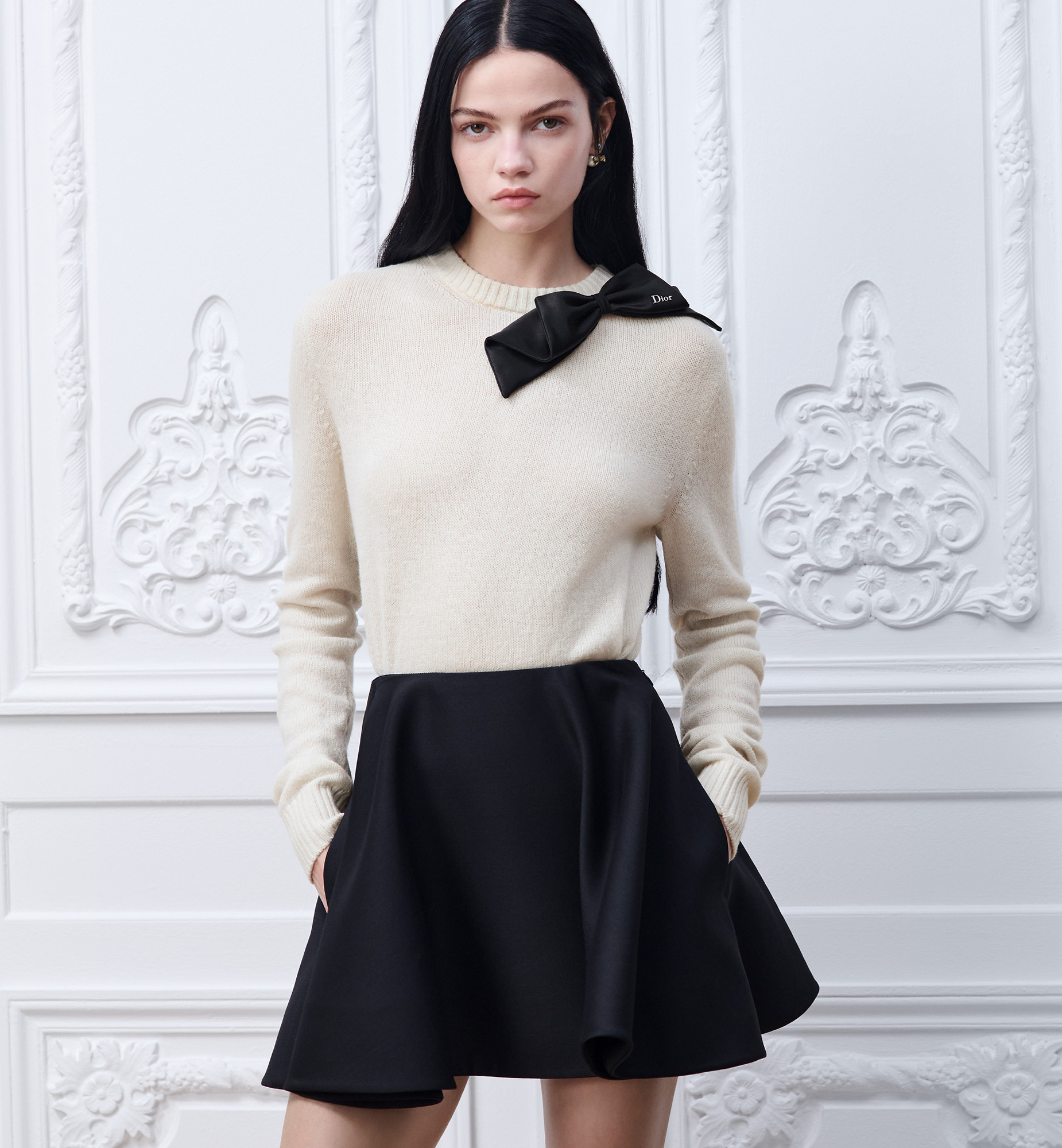 Flared Miniskirt Black Wool and Silk | DIOR | Christian Dior Parfums UK