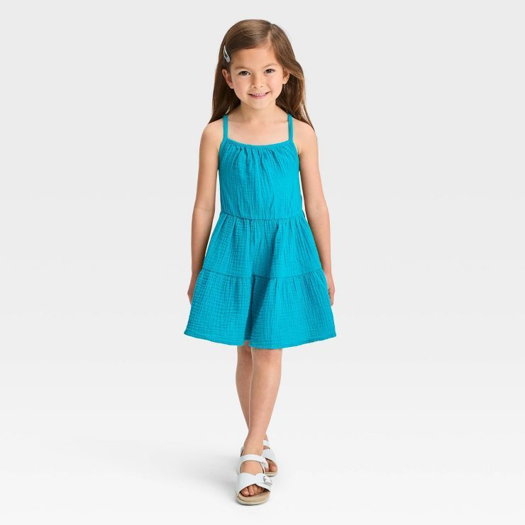 Toddler Girls' Gauze Dress - Cat & Jack™ Teal Green | Target