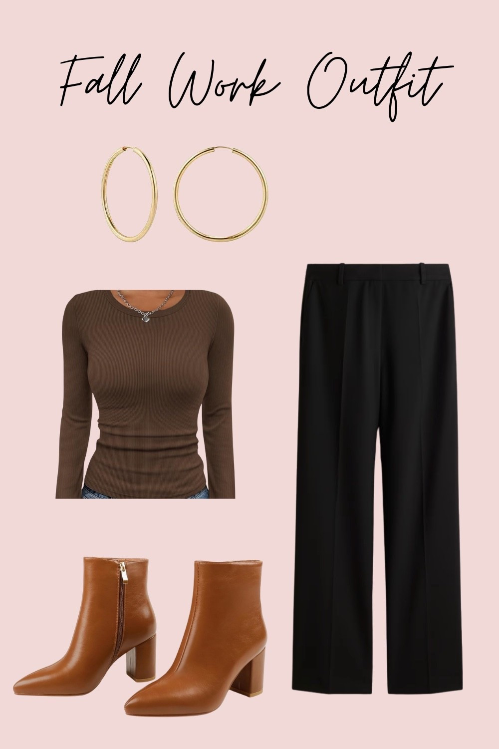 Fall wear. Fall Fashion. Fall Fashion. Fashion. Fall Outfit. Boots. Sweater. Slacks. Work outfit. Booties. Ankle boots. Accessories. Earrings. Chain. 

#LTKWorkwear #LTKootd #LTKSeasonal