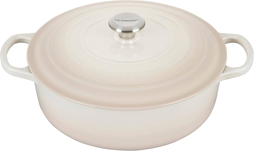 Le Creuset Enameled Cast Iron Signature Round Wide Dutch Oven, 6.75 qt., Meringue | Amazon (US)